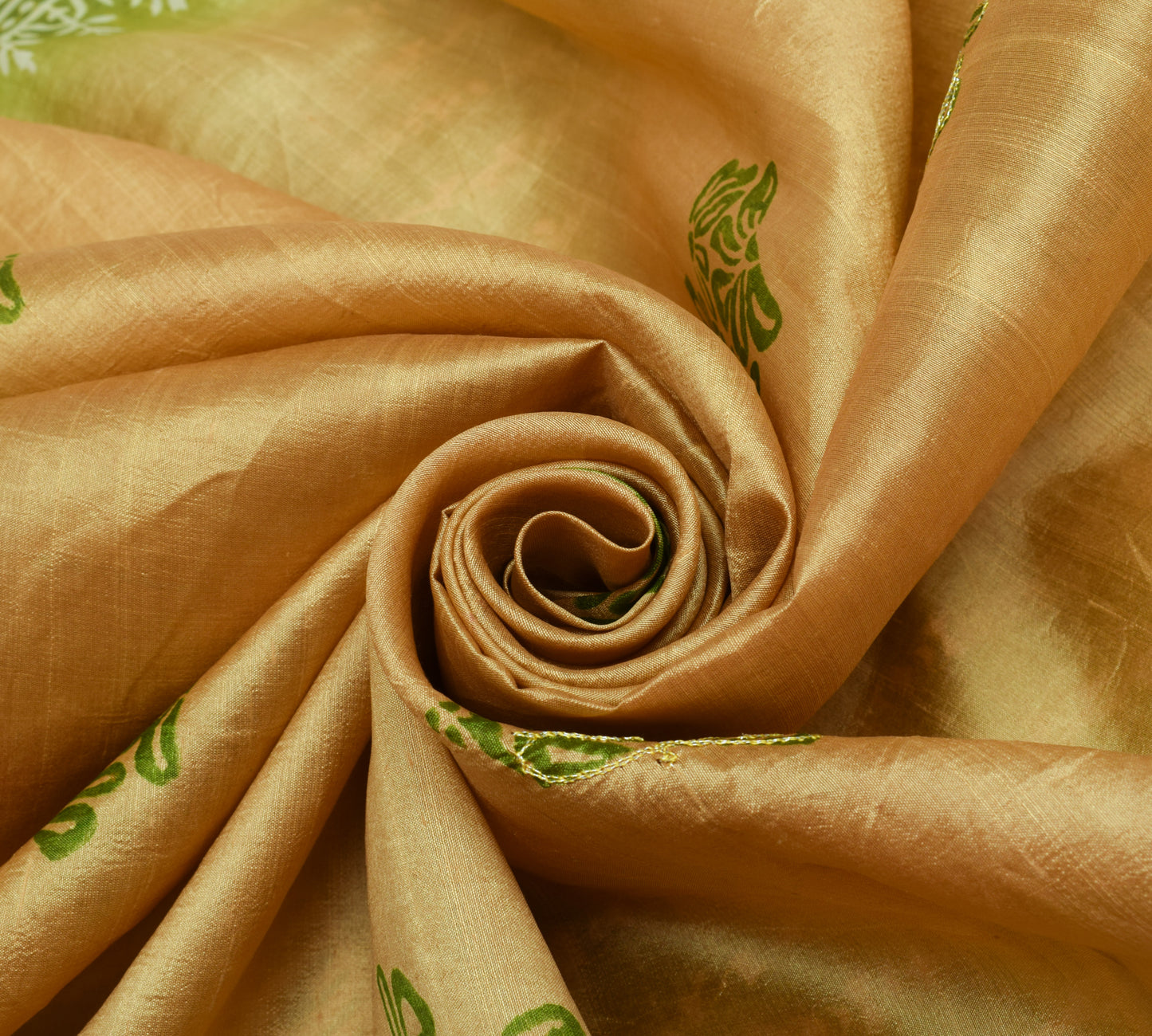 Sushila Vintage Brown Saree 100% Pure Silk Aari Work Floral Sari Craft Fabric