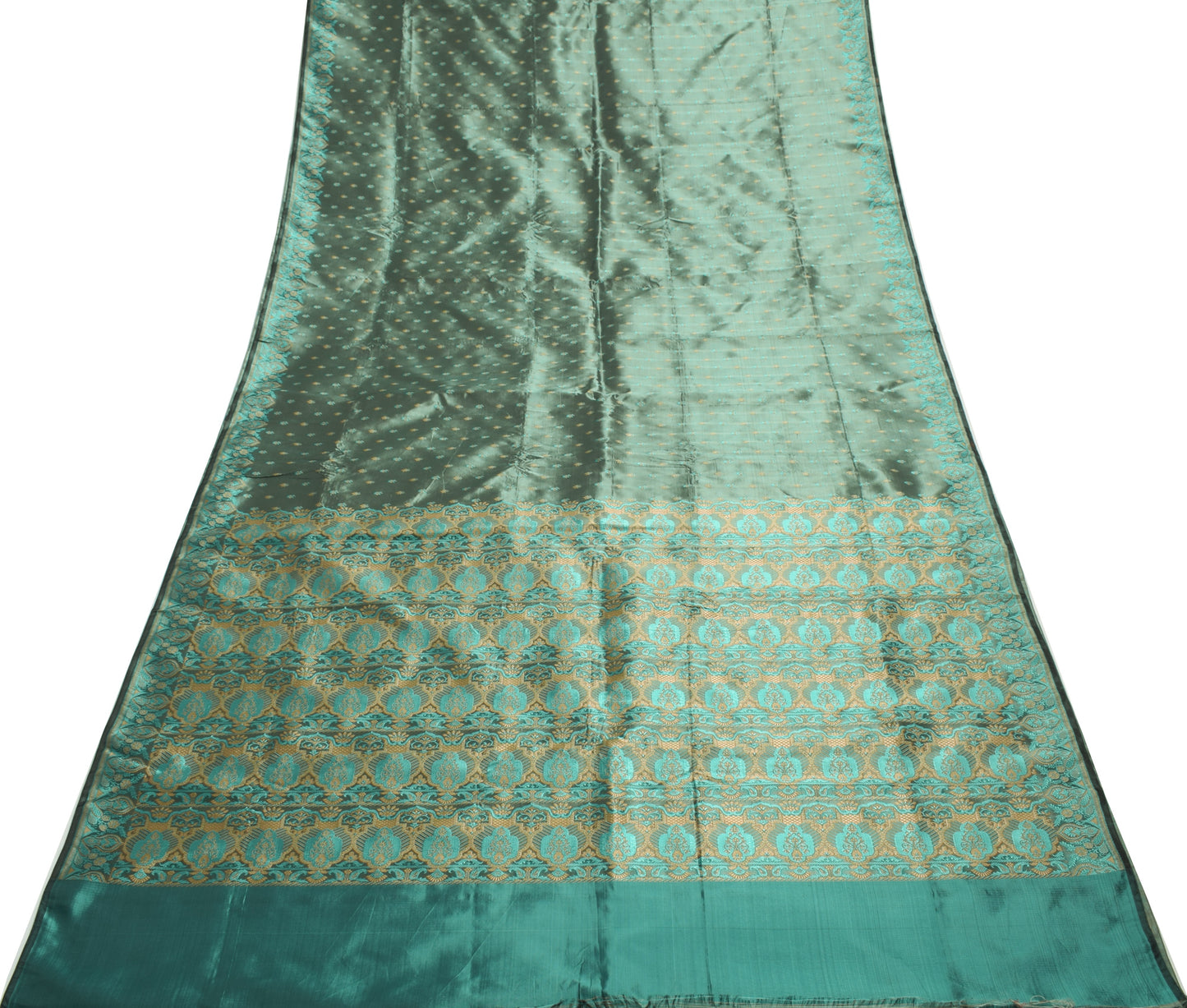 Sushila Vintage Indian Saree Blend Satin Silk All Over Woven Floral Sari Fabric