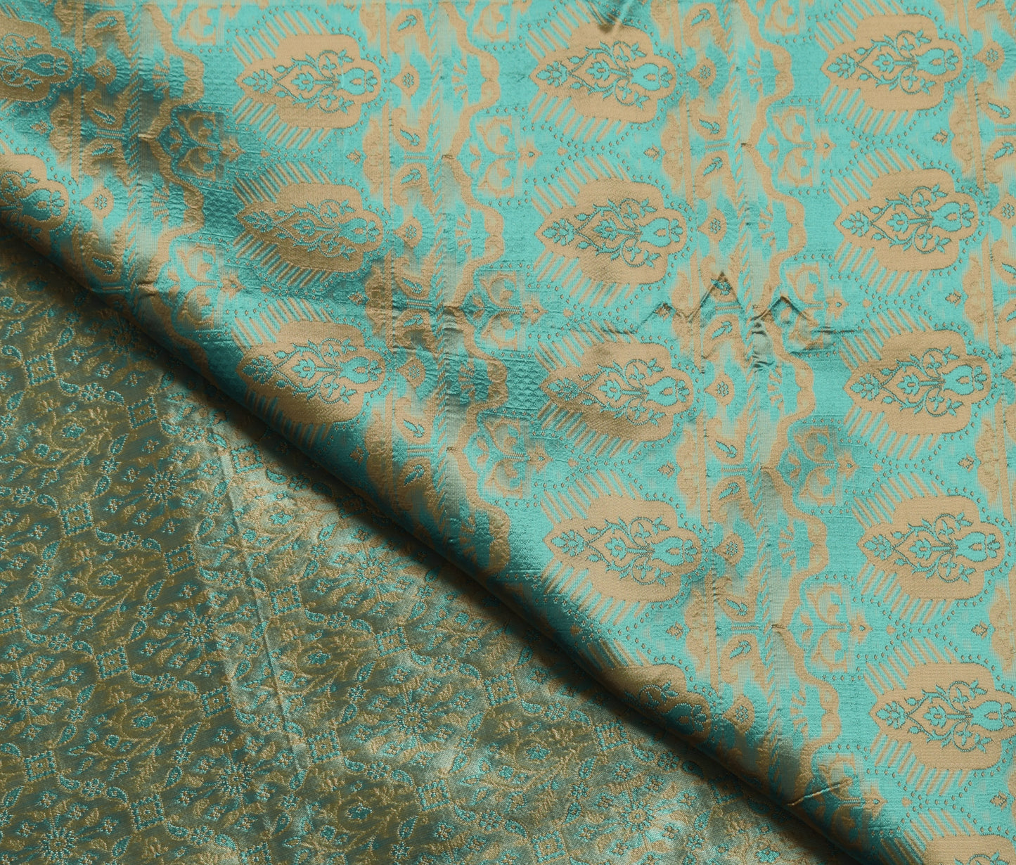 Sushila Vintage Indian Saree Blend Satin Silk All Over Woven Floral Sari Fabric