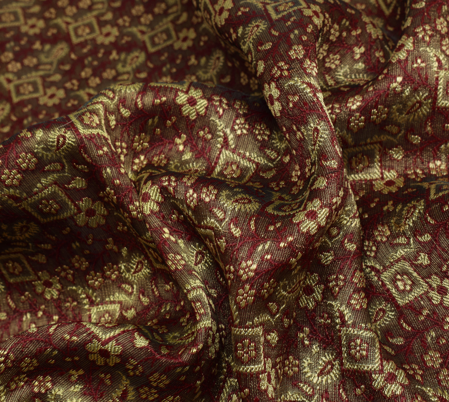 Sushila Vintage Maroon Saree Art Silk All Over Woven Paisley Sari Craft Fabric