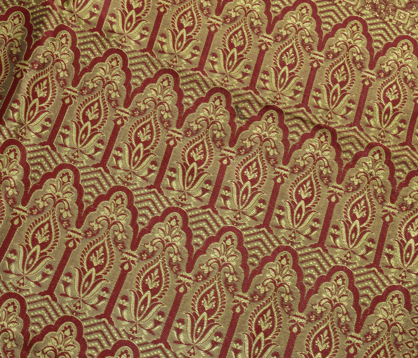 Sushila Vintage Maroon Saree Art Silk All Over Woven Paisley Sari Craft Fabric