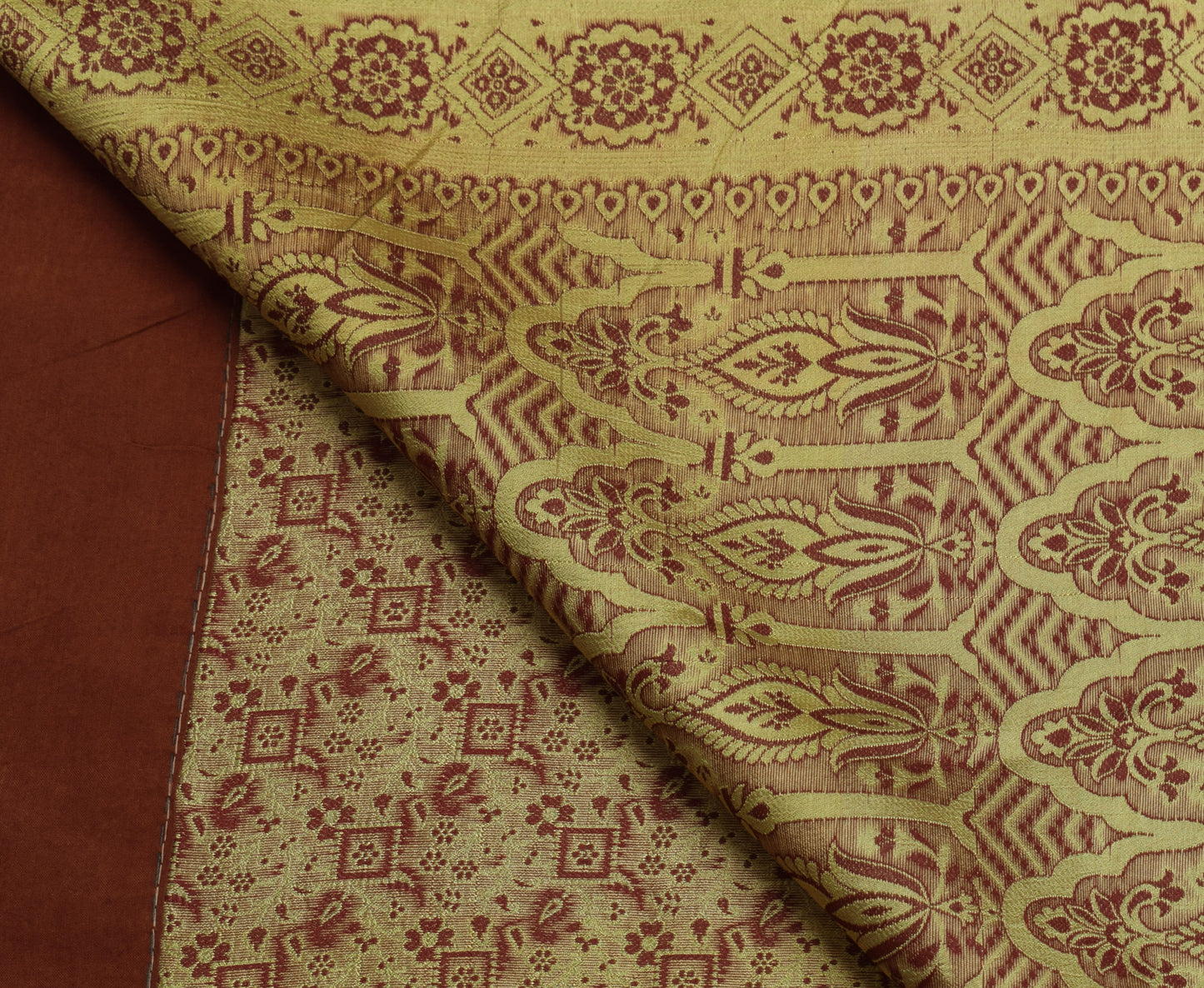 Sushila Vintage Maroon Saree Art Silk All Over Woven Paisley Sari Craft Fabric