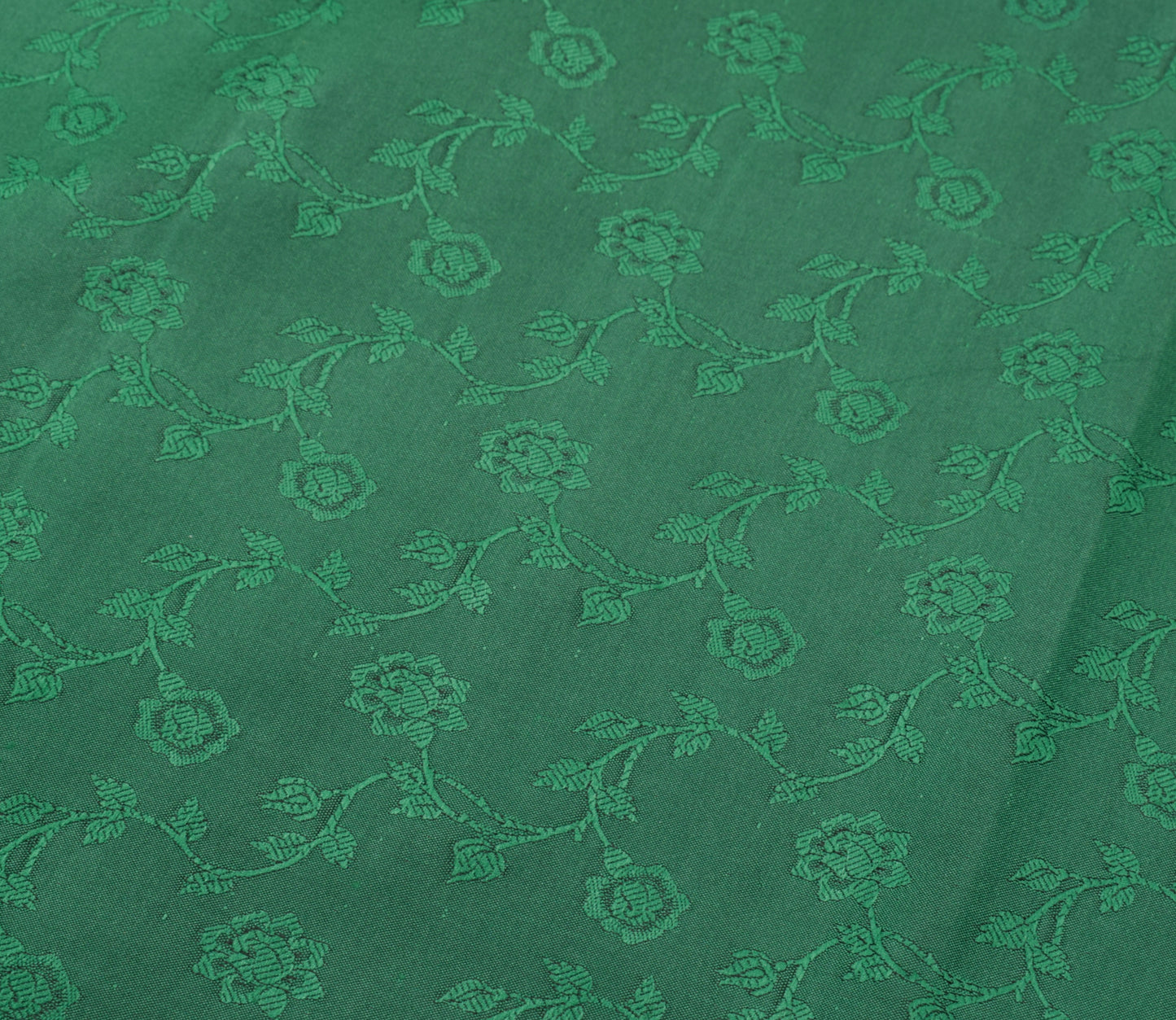 Sushila Vintage Green Indian Saree Blend Silk Woven Floral Sari 5YD Craft Fabric