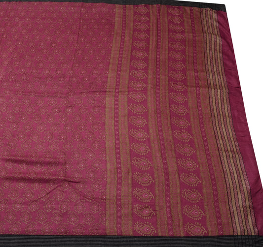 Sushila Vintage Pink BRANDED Saree 100% Pure Woolen Woven Paisley Sari Fabric