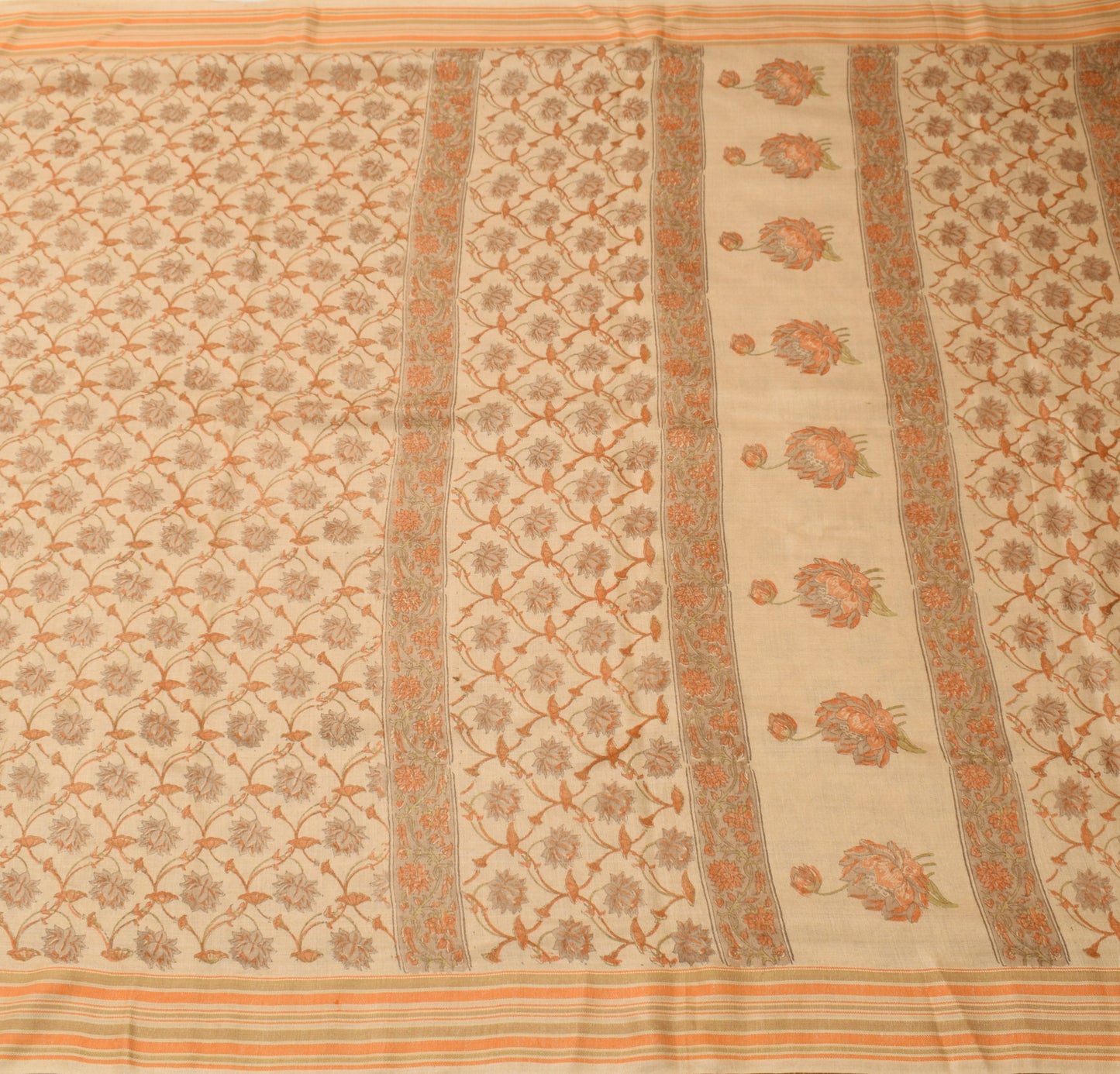 Sushila Vintage Cream Saree 100% Pure Woolen Woven Floral Sari 5 YD Craft Fabric