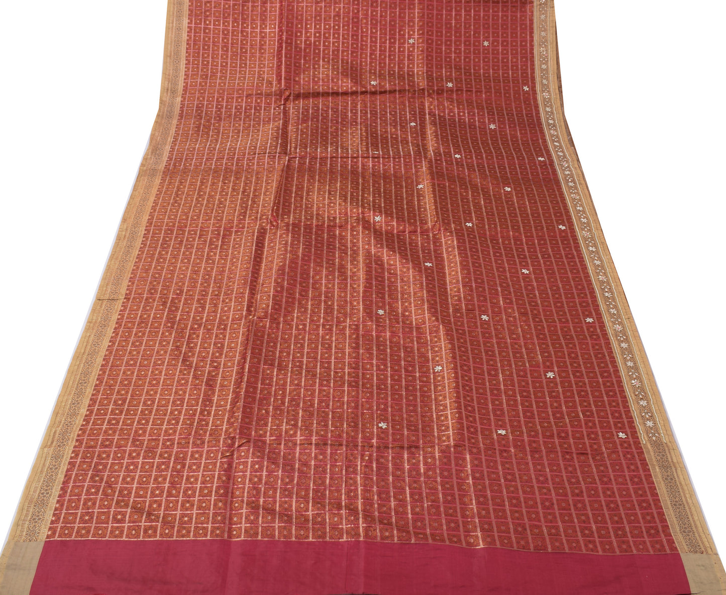 Sushila Vintage Heavy Saree Pure Satin Silk Banarasi Brocade Woven Beaded Fabric