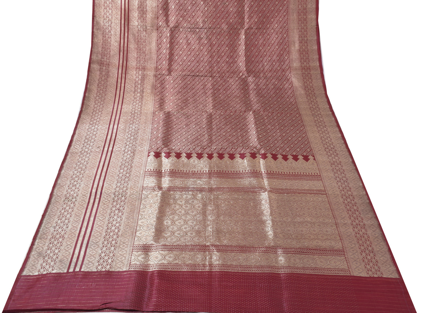 Sushila Vintage Heavy Saree Pure Satin Silk Banarasi Brocade Woven Sari Fabric