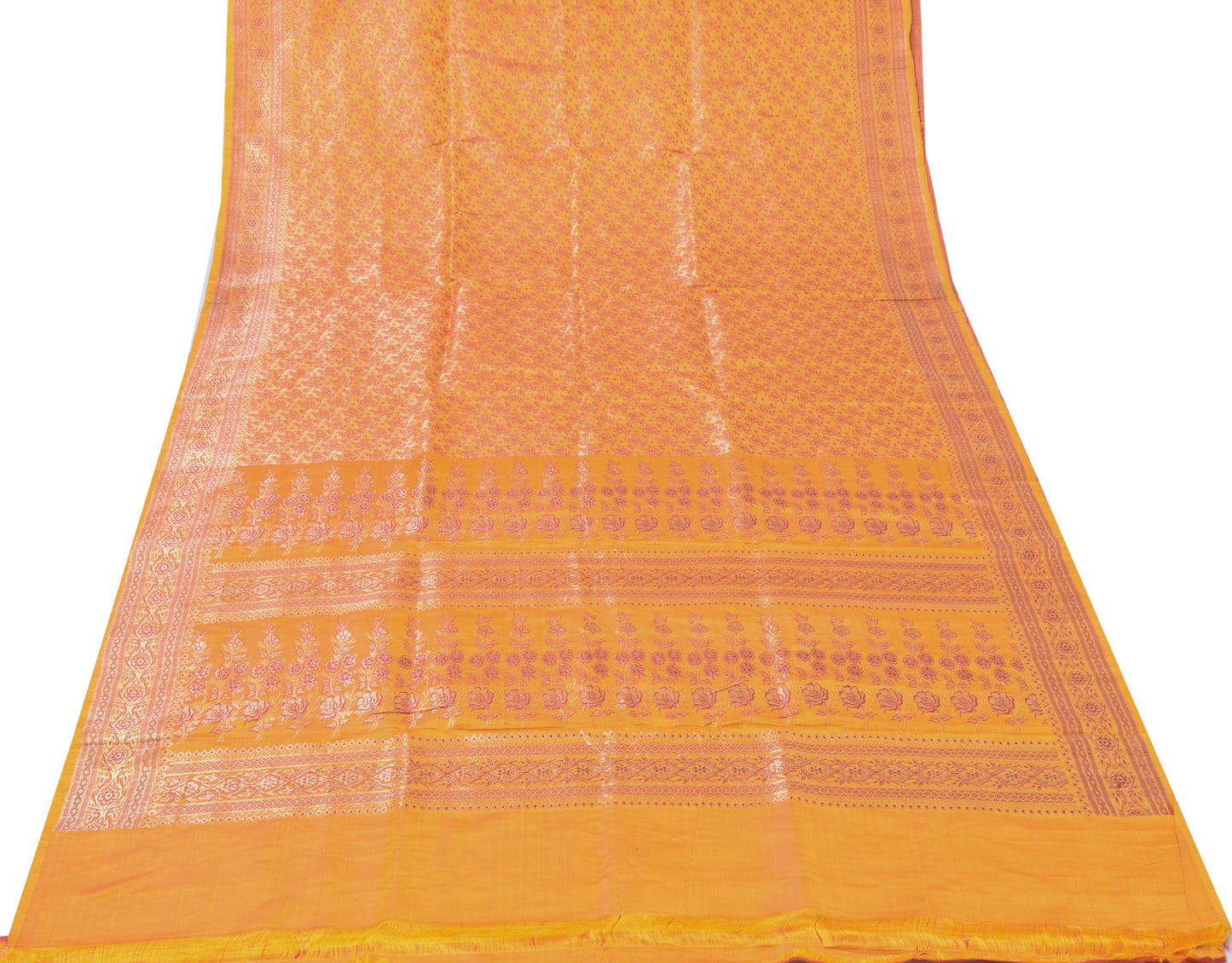 Sushila Vintage Heavy Saree Pure Satin Silk Banarasi Brocade Woven Sari Fabric