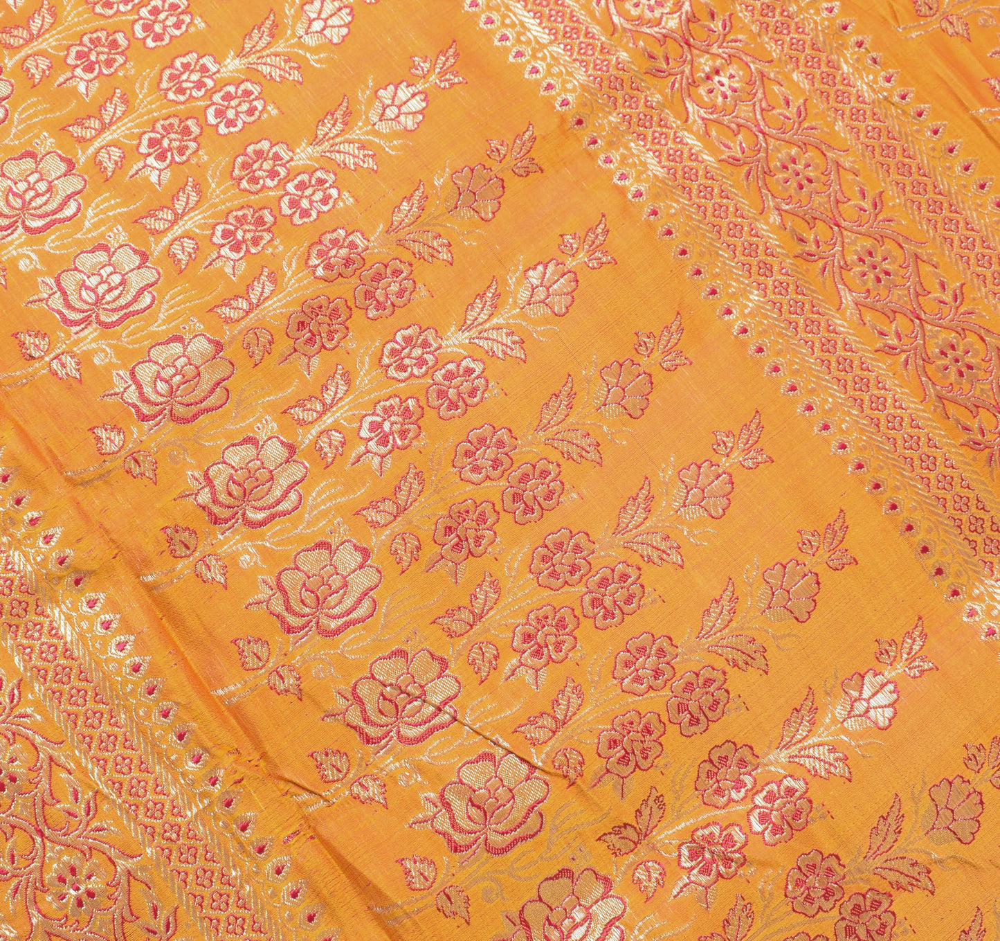 Sushila Vintage Heavy Saree Pure Satin Silk Banarasi Brocade Woven Sari Fabric