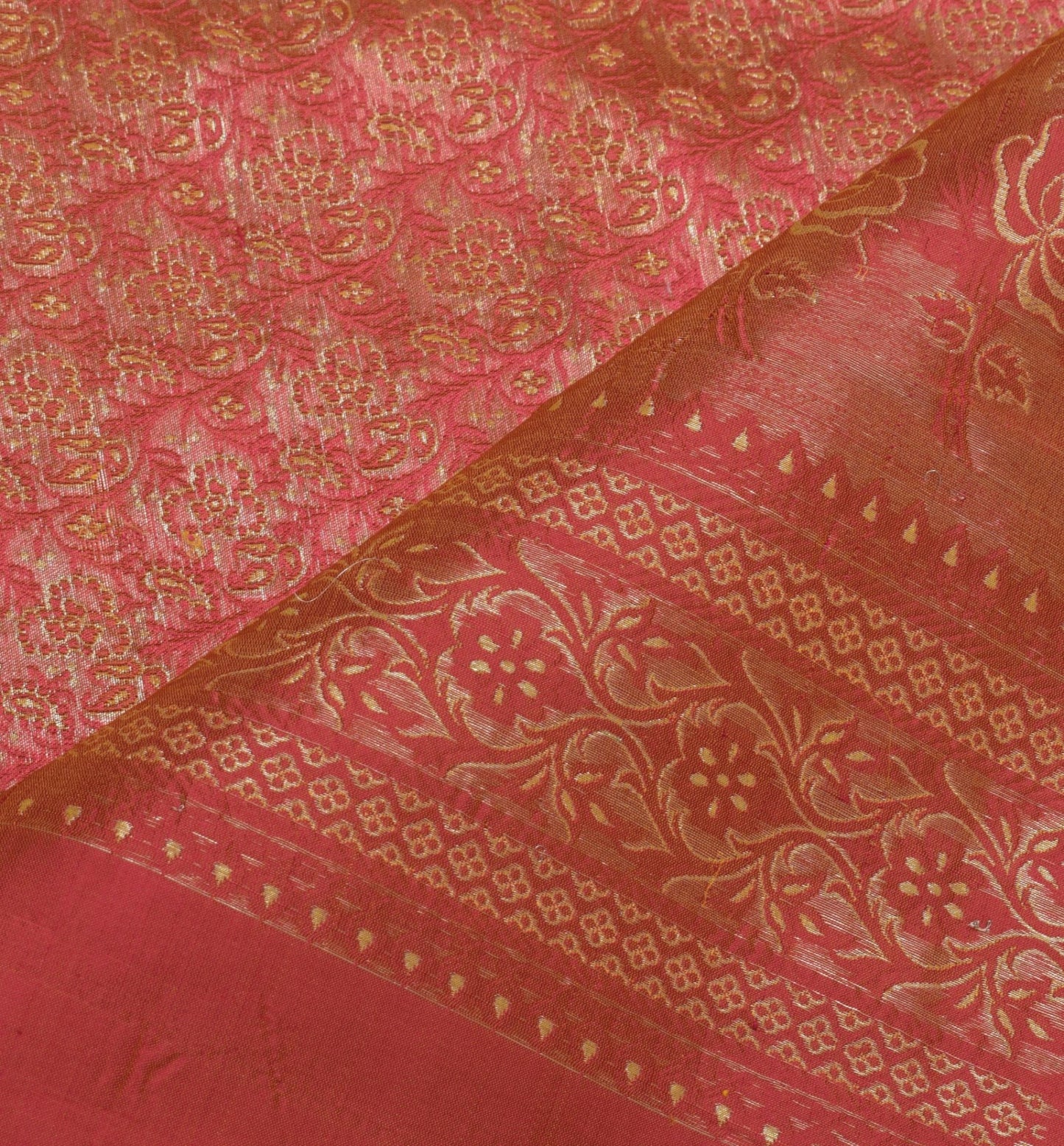 Sushila Vintage Heavy Saree Pure Satin Silk Banarasi Brocade Woven Sari Fabric