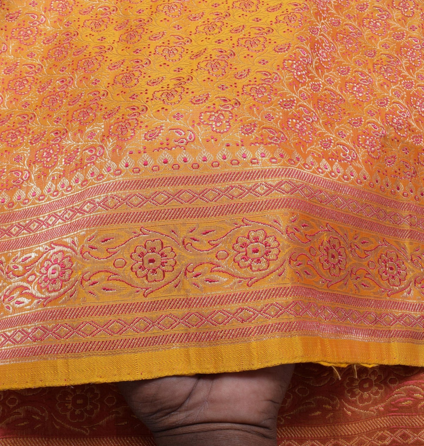 Sushila Vintage Heavy Saree Pure Satin Silk Banarasi Brocade Woven Sari Fabric