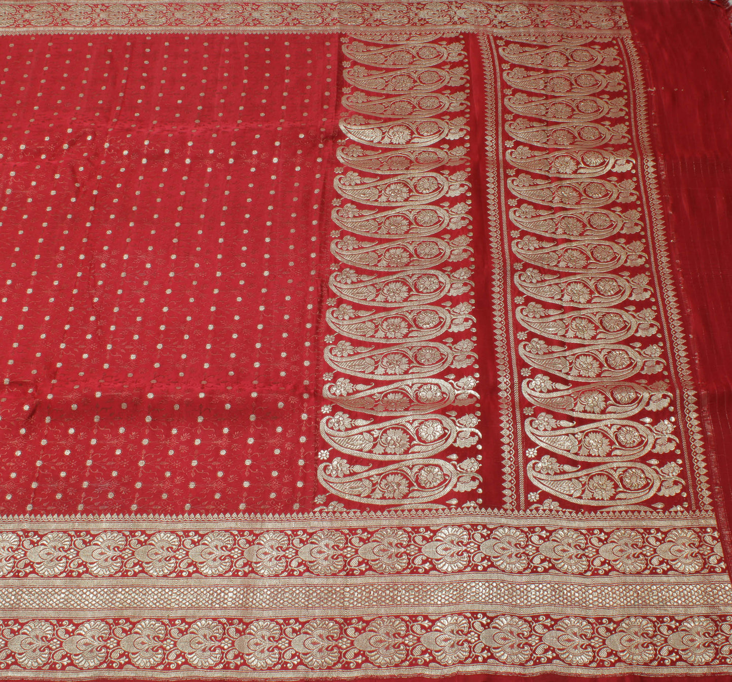 Sushila Vintage Heavy Saree Pure Satin Silk Banarasi Brocade Woven Sari Fabric