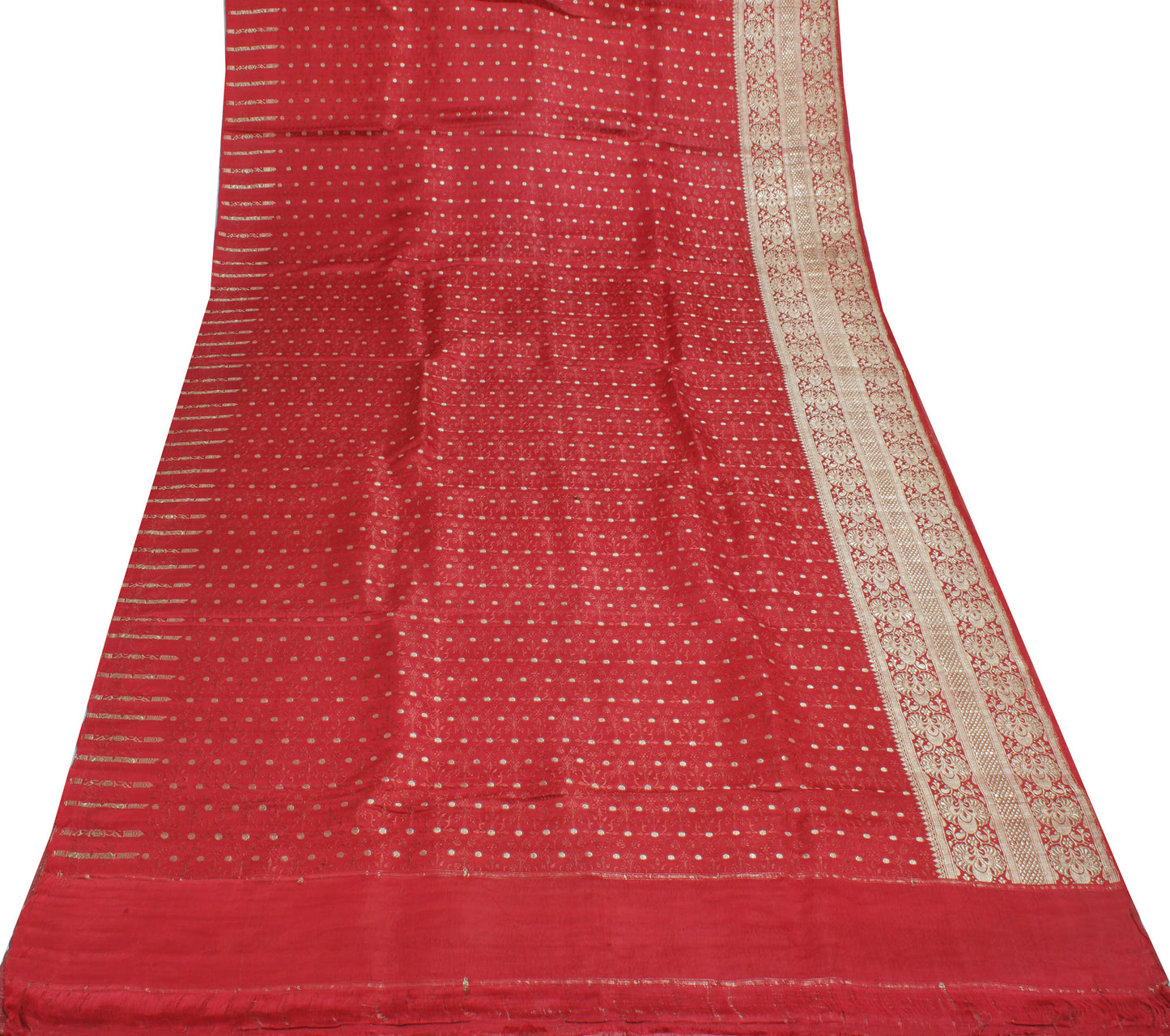 Sushila Vintage Heavy Saree Pure Satin Silk Banarasi Brocade Woven Sari Fabric