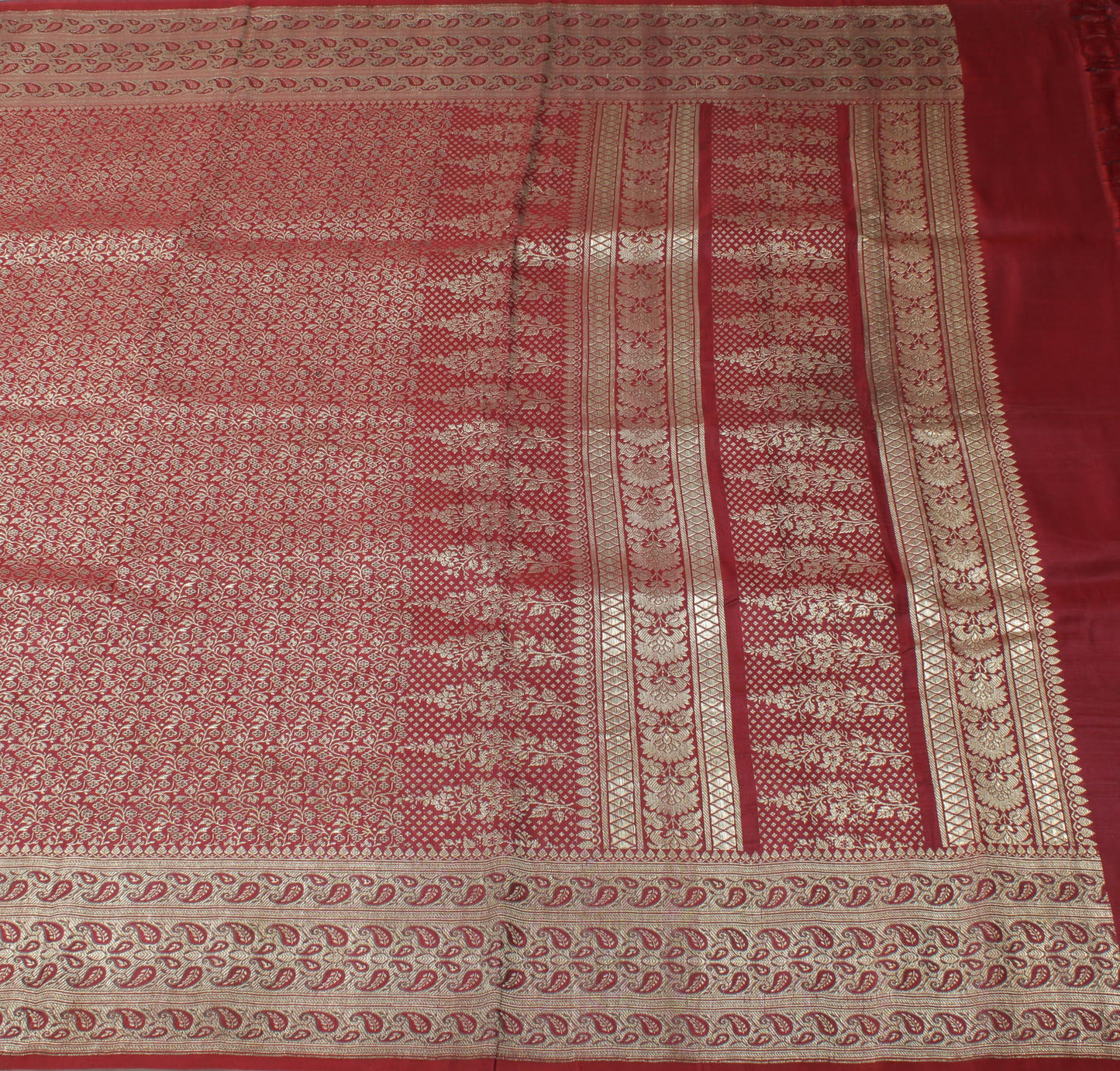 Sushila Vintage Heavy Saree Pure Satin Silk Banarasi Brocade Woven Sari Fabric