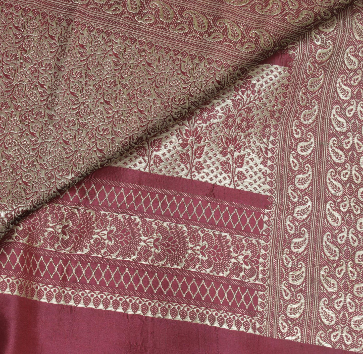 Sushila Vintage Heavy Saree Pure Satin Silk Banarasi Brocade Woven Sari Fabric