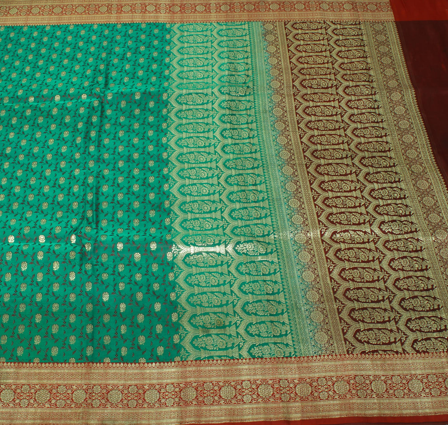 Sushila Vintage Heavy Saree Pure Satin Silk Banarasi Brocade Woven Sari Fabric