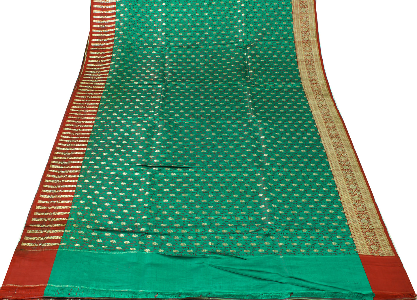 Sushila Vintage Heavy Saree Pure Satin Silk Banarasi Brocade Woven Sari Fabric