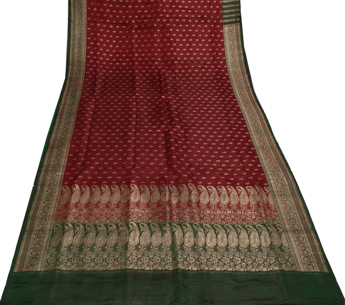 Sushila Vintage Heavy Saree Pure Satin Silk Banarasi Brocade Woven Sari Fabric