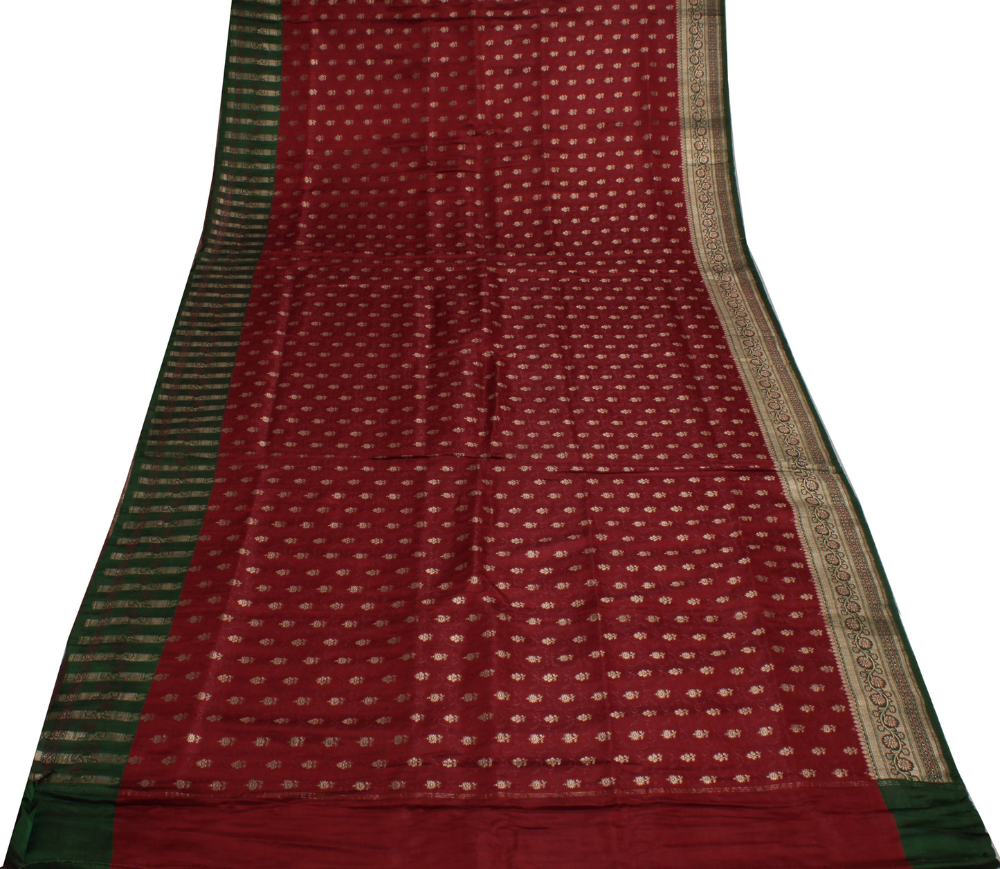 Sushila Vintage Heavy Saree Pure Satin Silk Banarasi Brocade Woven Sari Fabric