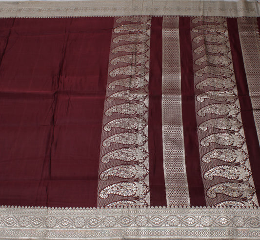 Sushila Vintage Heavy Saree Pure Satin Silk Banarasi Brocade Woven Sari Fabric