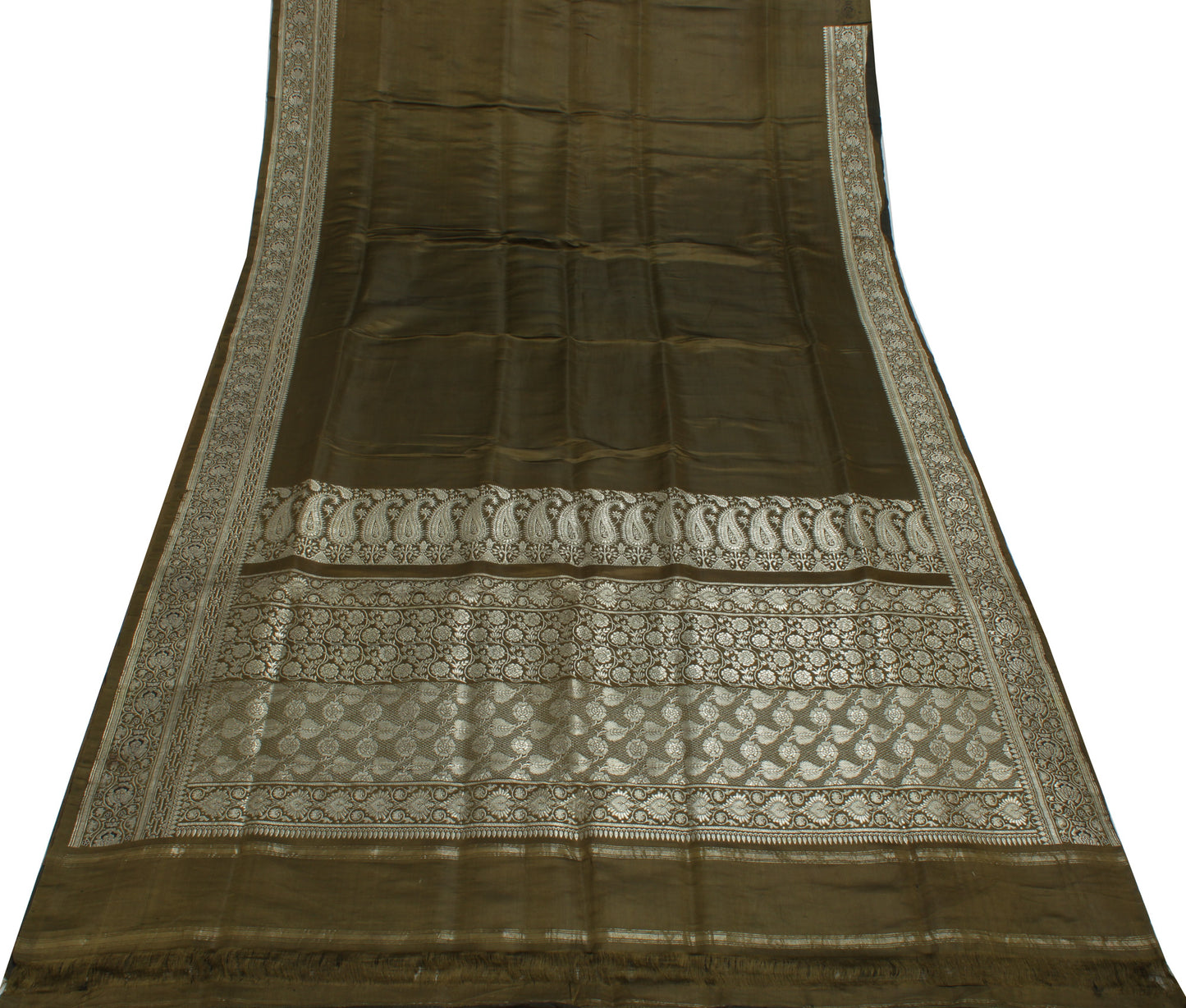 Sushila Vintage Heavy Saree Pure Satin Silk Banarasi Brocade Woven Sari Fabric