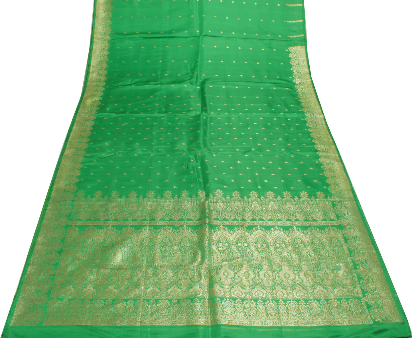 Sushila Vintage Heavy Saree Pure Satin Silk Banarasi Brocade Woven Sari Fabric