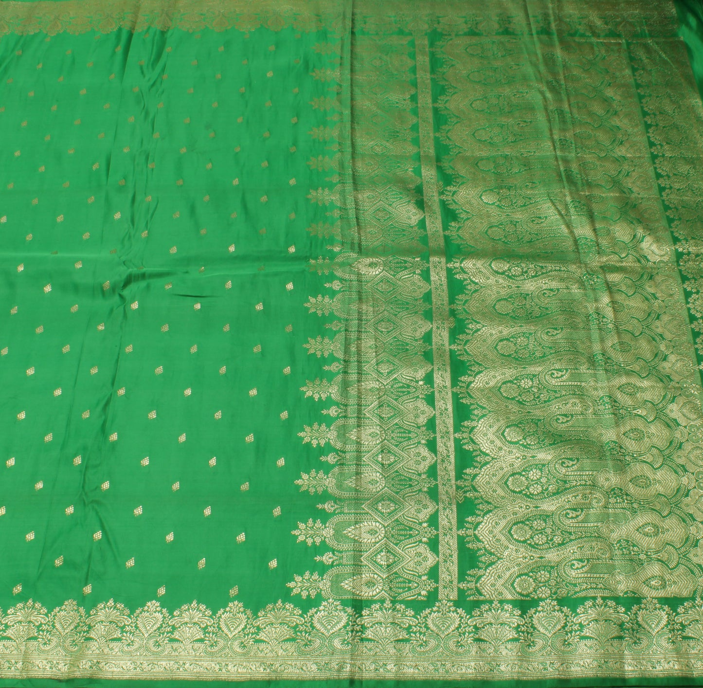 Sushila Vintage Heavy Saree Pure Satin Silk Banarasi Brocade Woven Sari Fabric