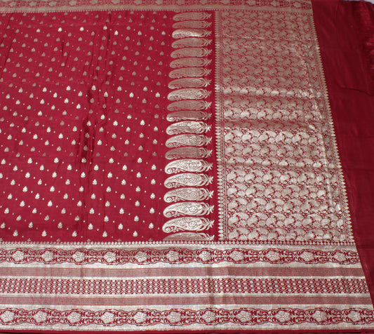 Sushila Vintage Heavy Saree Pure Satin Silk Banarasi Brocade Woven Sari Fabric