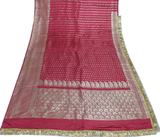 Sushila Vintage Heavy Saree Pure Satin Silk Banarasi Brocade Woven Sari Fabric