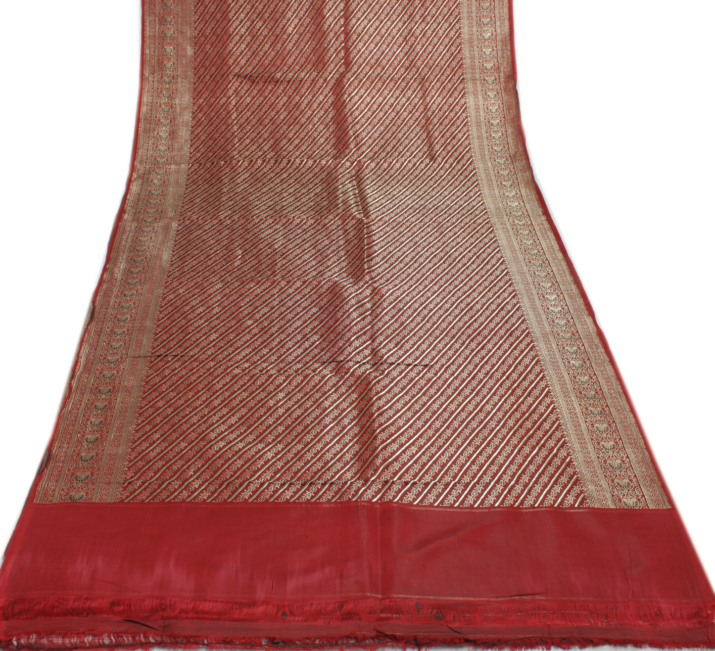 Sushila Vintage Heavy Saree Pure Satin Silk Banarasi Brocade Woven Sari Fabric