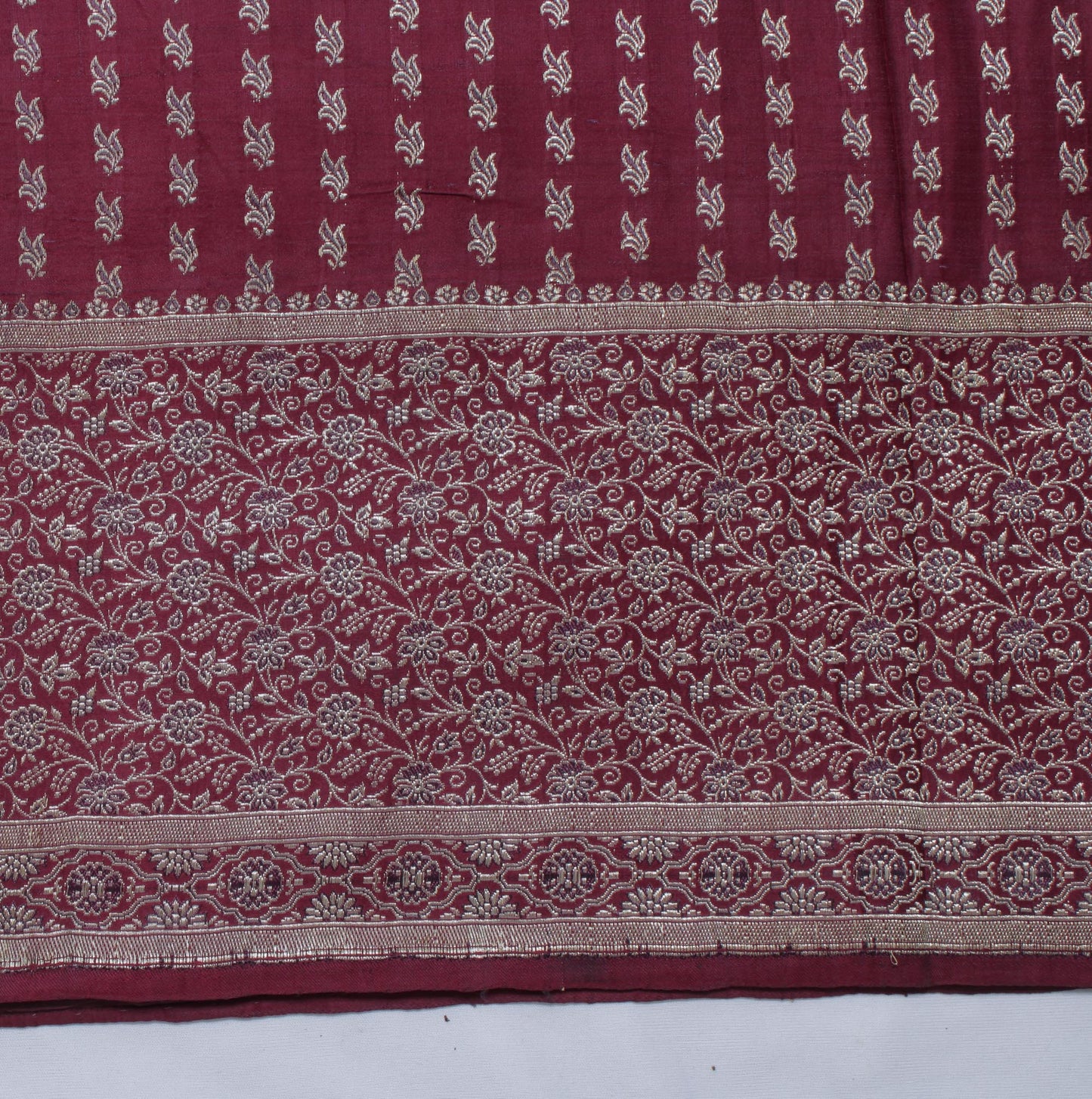 Sushila Vintage Heavy Saree Pure Satin Silk Banarasi Brocade Woven Sari Fabric