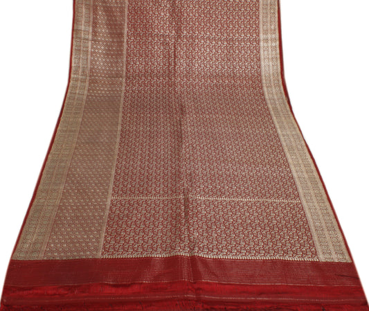 Sushila Vintage Heavy Saree Pure Satin Silk Banarasi Brocade Woven Sari Fabric