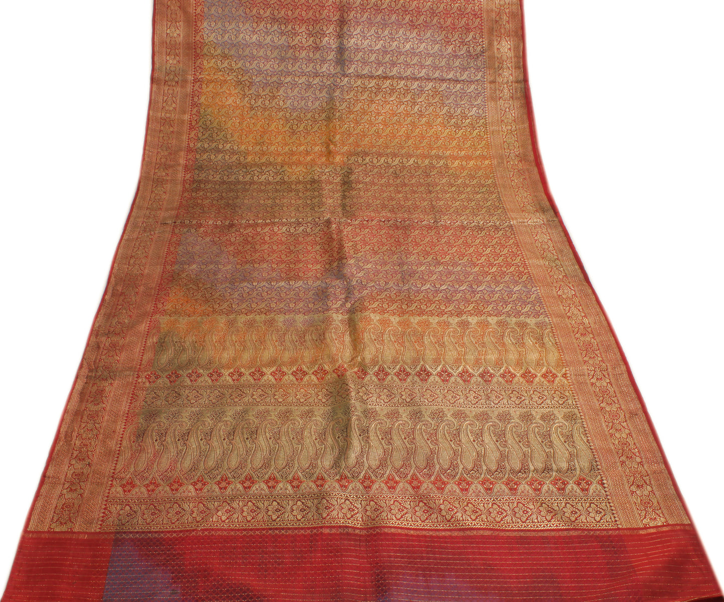 Sushila Vintage Heavy Saree Blend Satin Silk Banarasi Brocade Woven Sari Fabric