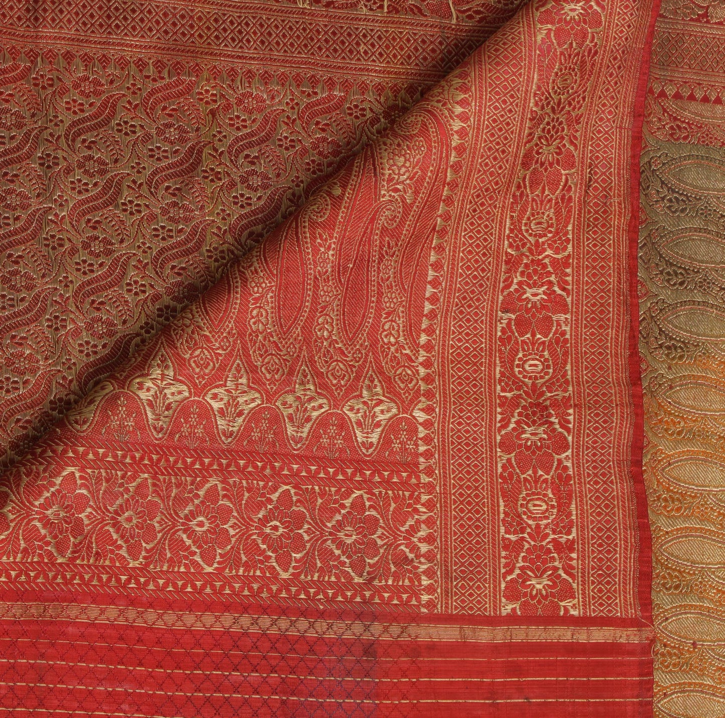 Sushila Vintage Heavy Saree Blend Satin Silk Banarasi Brocade Woven Sari Fabric