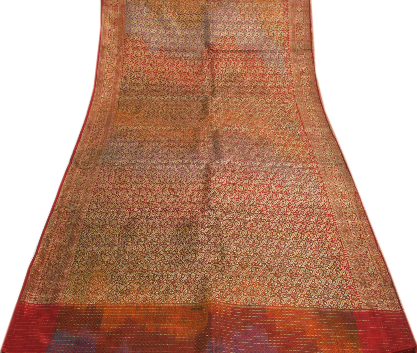 Sushila Vintage Heavy Saree Blend Satin Silk Banarasi Brocade Woven Sari Fabric