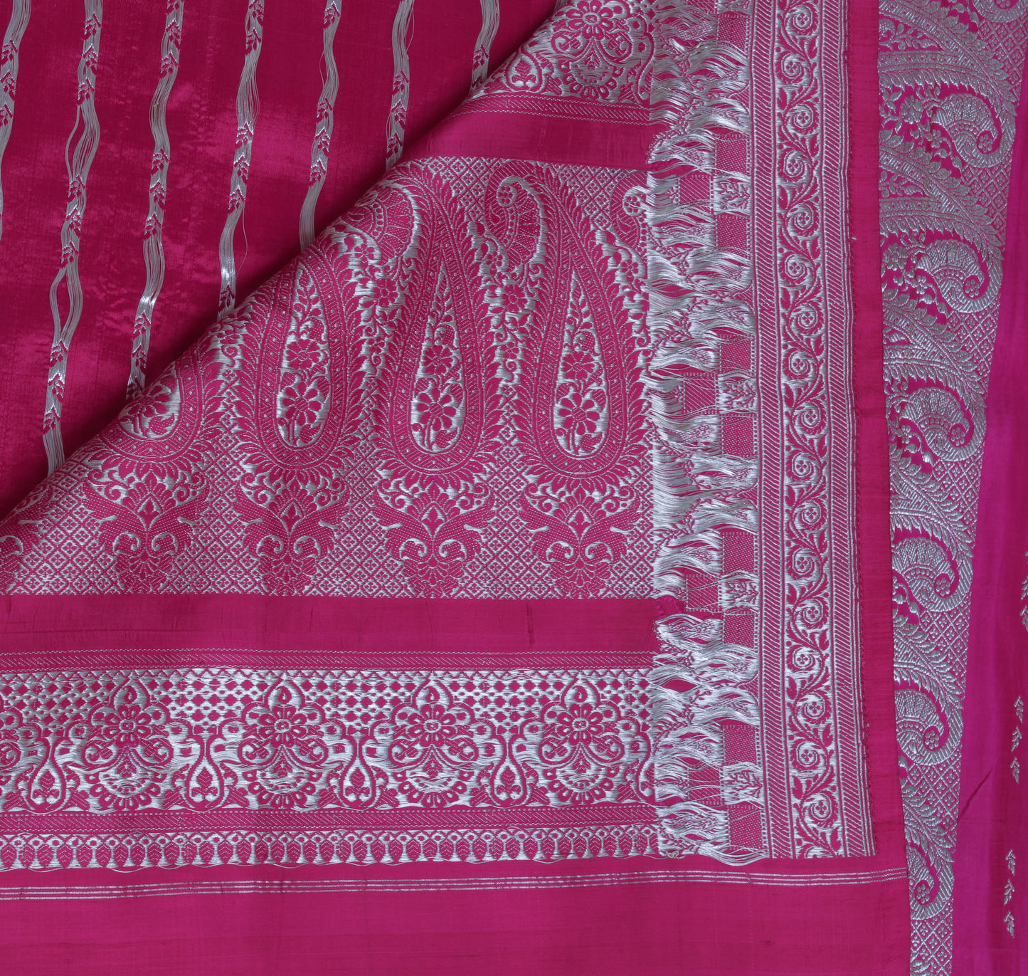 Sushila Vintage Heavy Saree Pure Satin Silk Banarasi Brocade Woven Sari Fabric