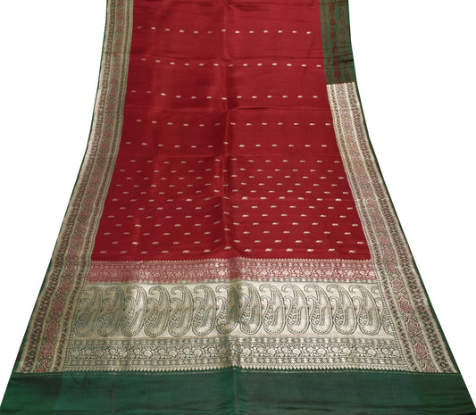 Sushila Vintage Heavy Saree Pure Satin Silk Banarasi Brocade Woven Sari Fabric