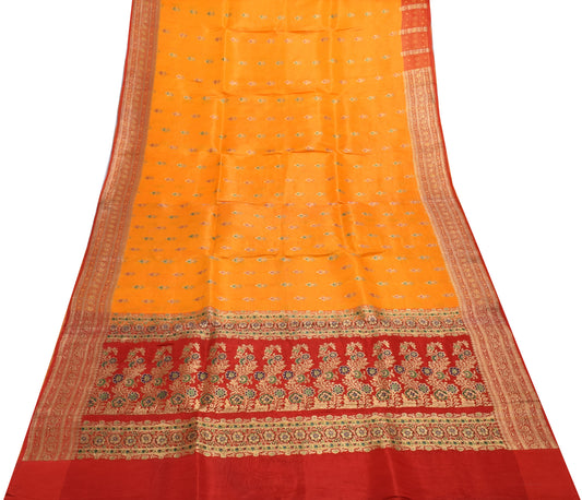 Sushila Vintage Heavy Saree Pure Satin Silk Banarasi Brocade Woven Sari Fabric