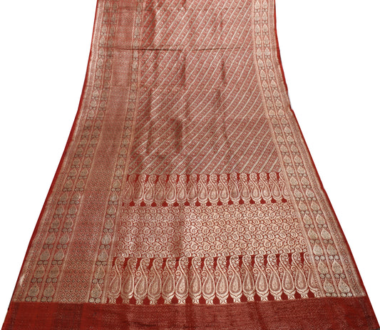 Sushila Vintage Heavy Saree Pure Satin Silk Banarasi Brocade Woven Sari Fabric