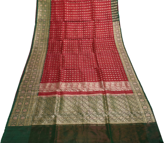 Sushila Vintage Heavy Saree Pure Satin Silk Banarasi Brocade Woven Sari Fabric