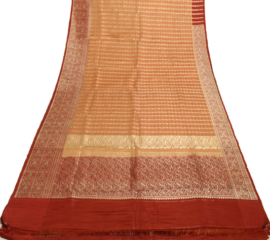 Sushila Vintage Heavy Saree Pure Satin Silk Banarasi Brocade Woven Sari Fabric