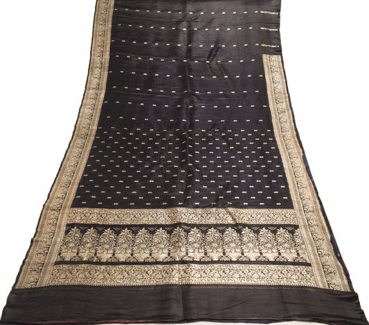 Sushila Vintage Heavy Saree Pure Satin Silk Banarasi Brocade Woven Sari Fabric