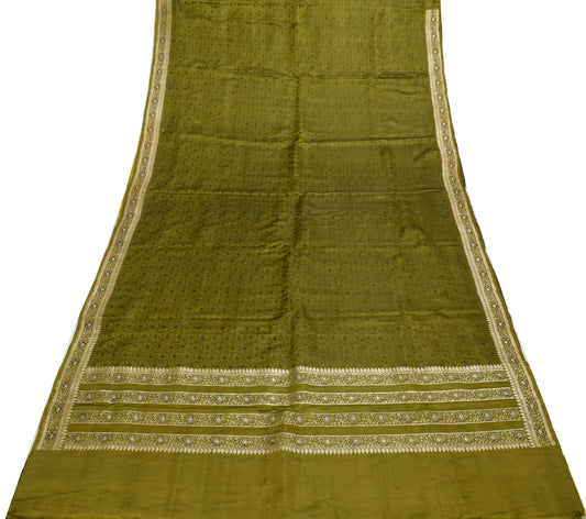 Sushila Vintage Heavy Saree Pure Satin Silk Banarasi Brocade Woven Sari Fabric