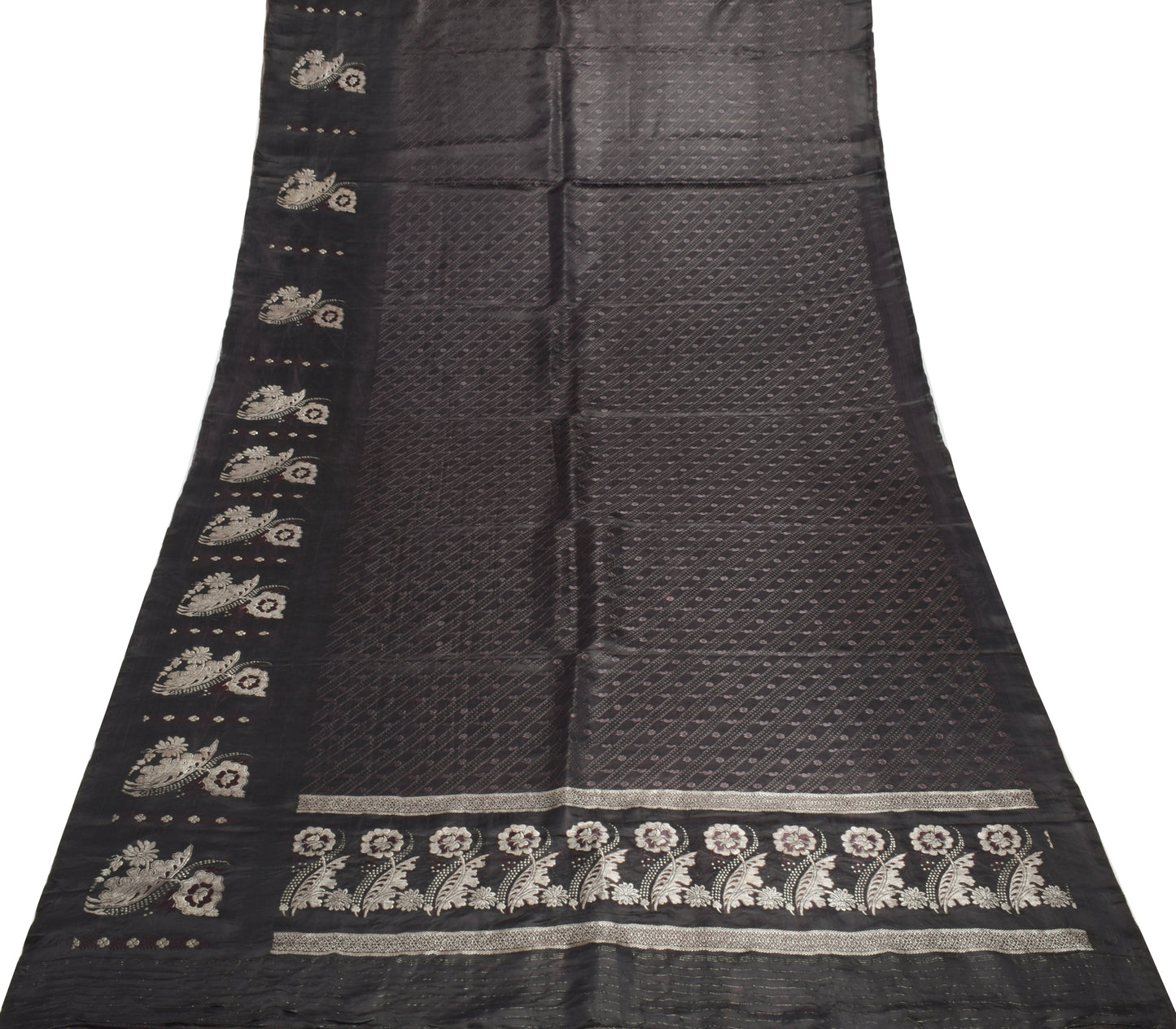 Sushila Vintage Heavy Saree Pure Satin Silk Banarasi Brocade Woven Sari Fabric