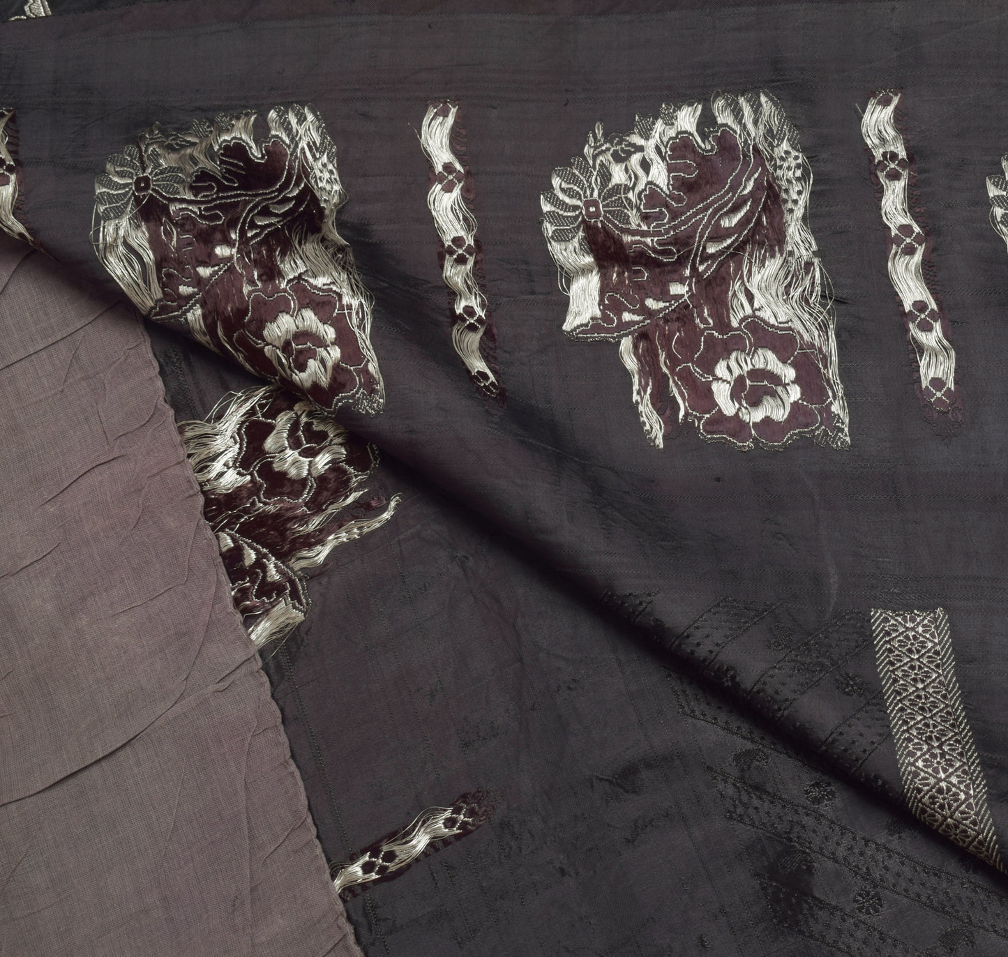 Sushila Vintage Heavy Saree Pure Satin Silk Banarasi Brocade Woven Sari Fabric