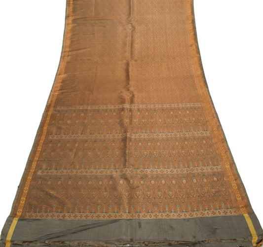 Sushila Vintage Heavy Saree Pure Satin Silk Banarasi Brocade Woven Sari Fabric