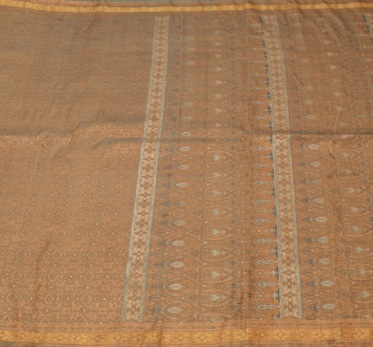 Sushila Vintage Heavy Saree Pure Satin Silk Banarasi Brocade Woven Sari Fabric