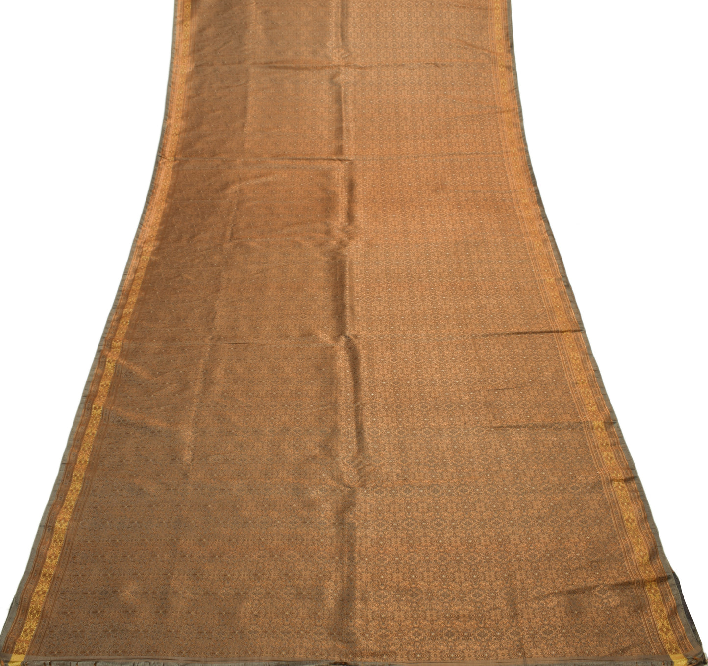 Sushila Vintage Heavy Saree Pure Satin Silk Banarasi Brocade Woven Sari Fabric