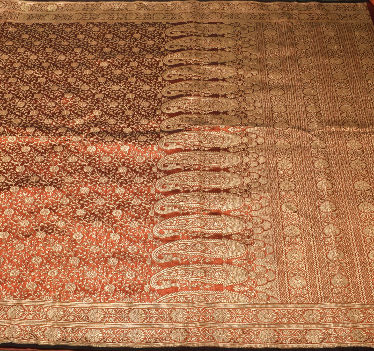 Sushila Vintage Heavy Saree Blend Satin Silk Banarasi Brocade Woven Sari Fabric