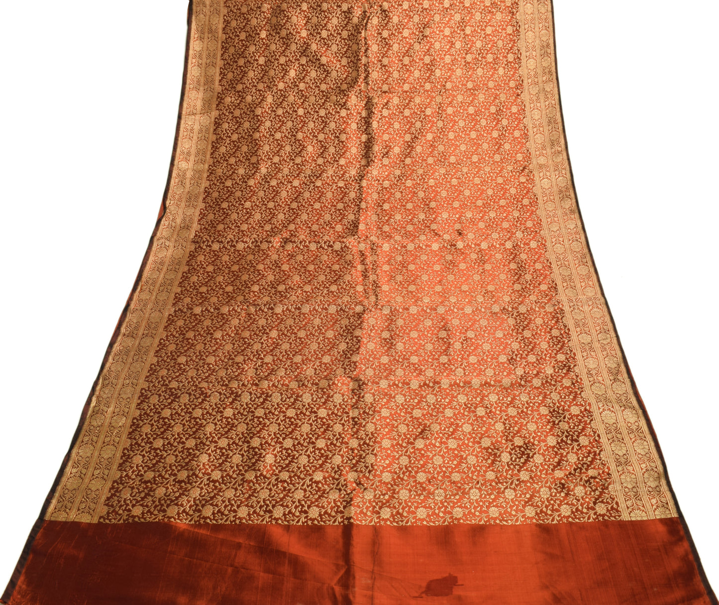 Sushila Vintage Heavy Saree Blend Satin Silk Banarasi Brocade Woven Sari Fabric